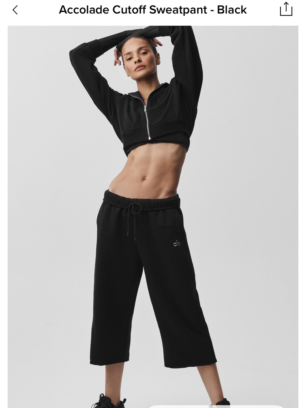 EUC Alo Accolade Cutoff Sweatpants in Black